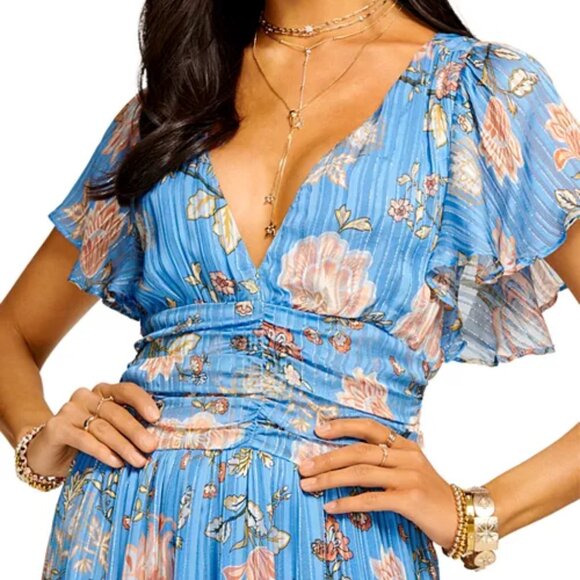 Joan Floral Metallic Thread Dress - Picture 3 of 6